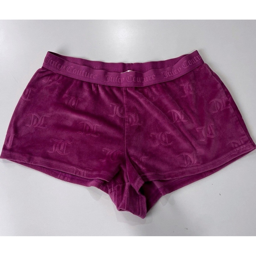 Juicy Couture Womens Magenta Velvet Fleece Sleep Lounge Dolphin Shorts Size M